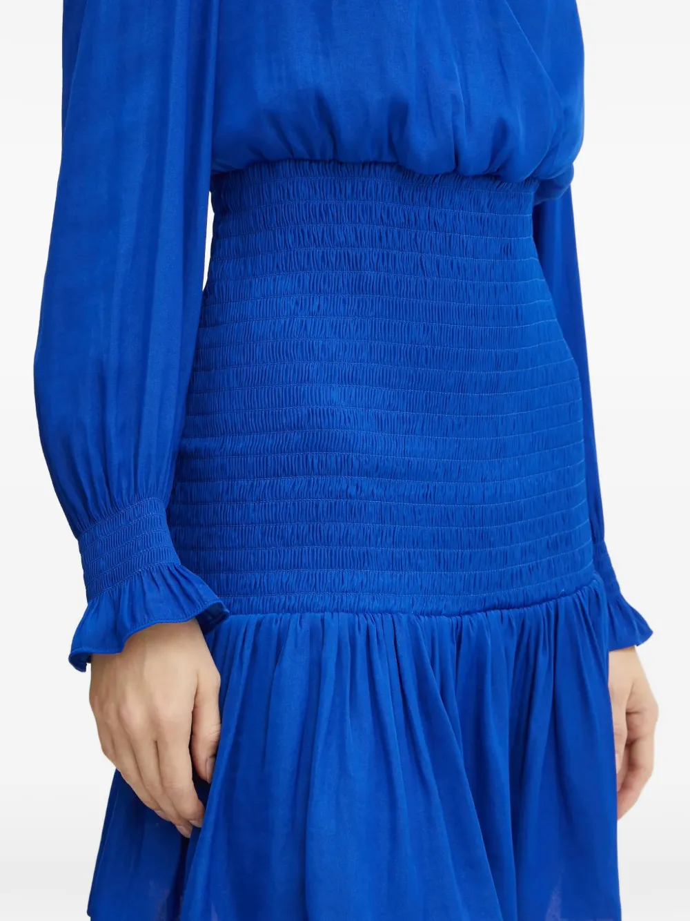 Morgan Gesmockte jurk met ruches Blauw
