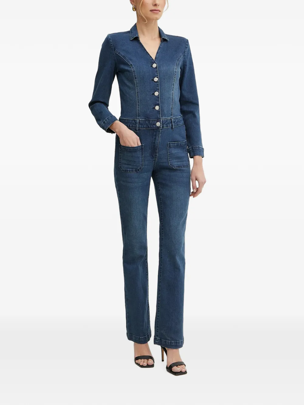 Morgan Denim jumpsuit met knopen Blauw