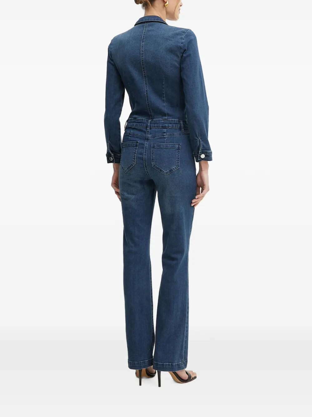 Morgan Denim jumpsuit met knopen Blauw