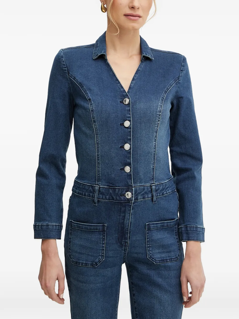 Morgan Denim jumpsuit met knopen Blauw