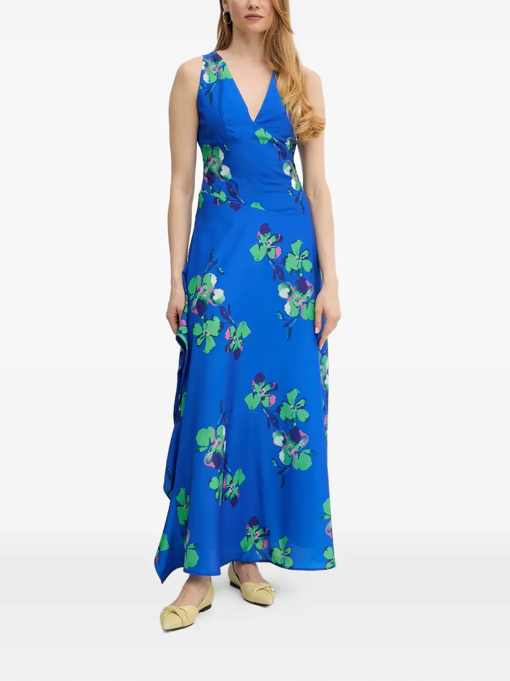 Morgan floral V-neck maxi dress - Blu