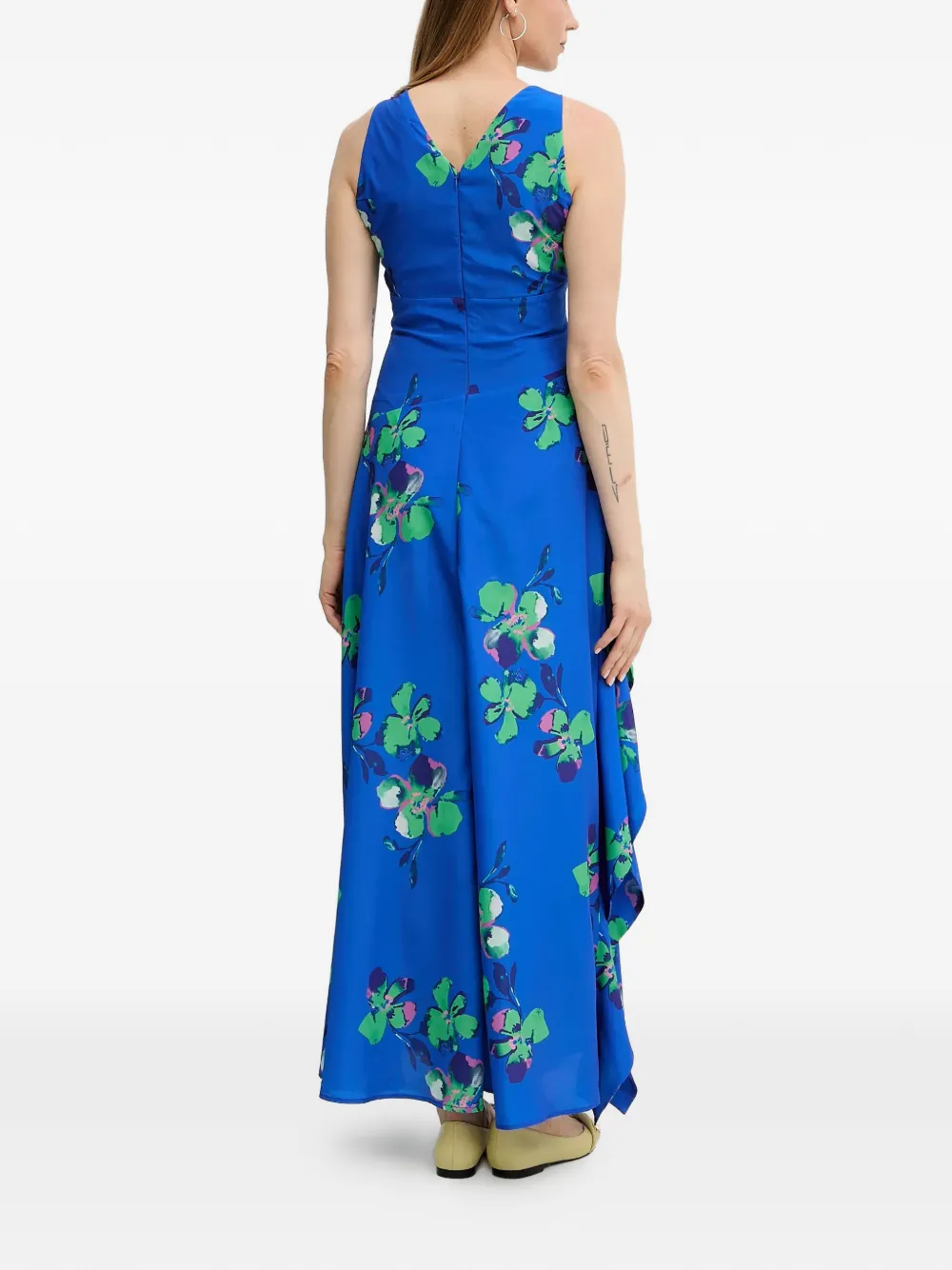 Morgan Maxi-jurk met bloemenprint en V-hals Blauw
