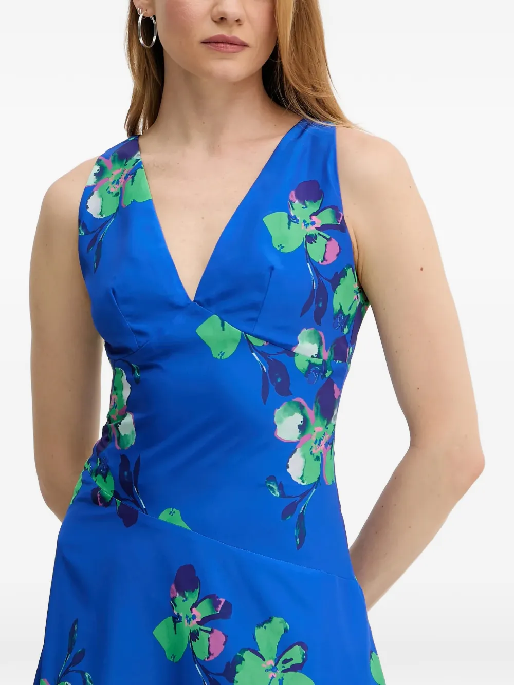 Morgan Maxi-jurk met bloemenprint en V-hals Blauw