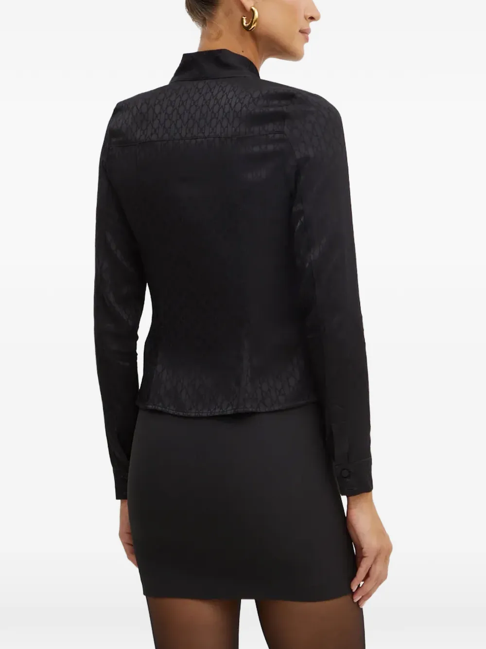  Morgan Pattern Tie Blouse - Black 