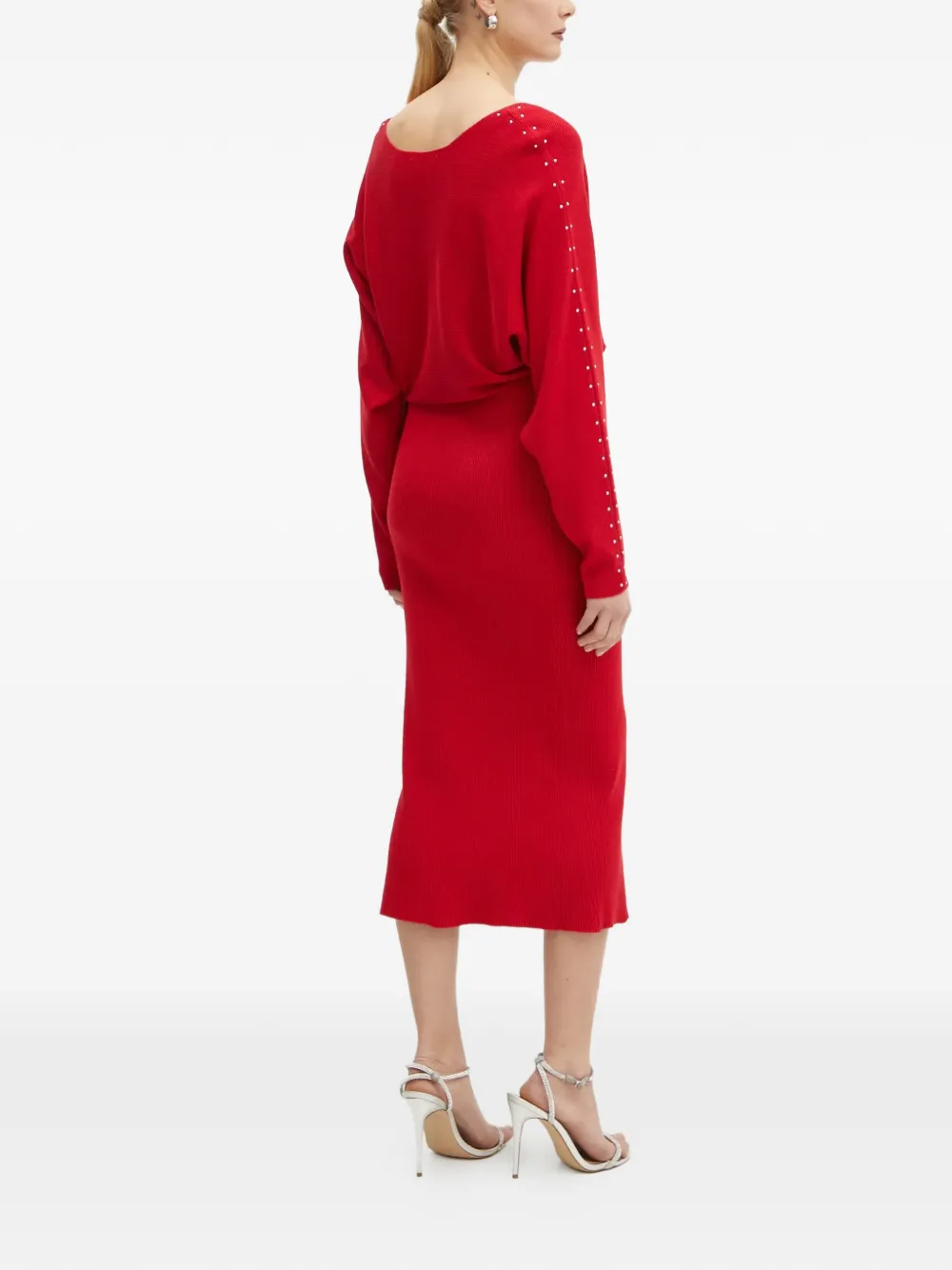  Morgan Studded Slit Maxi Dress - Red 