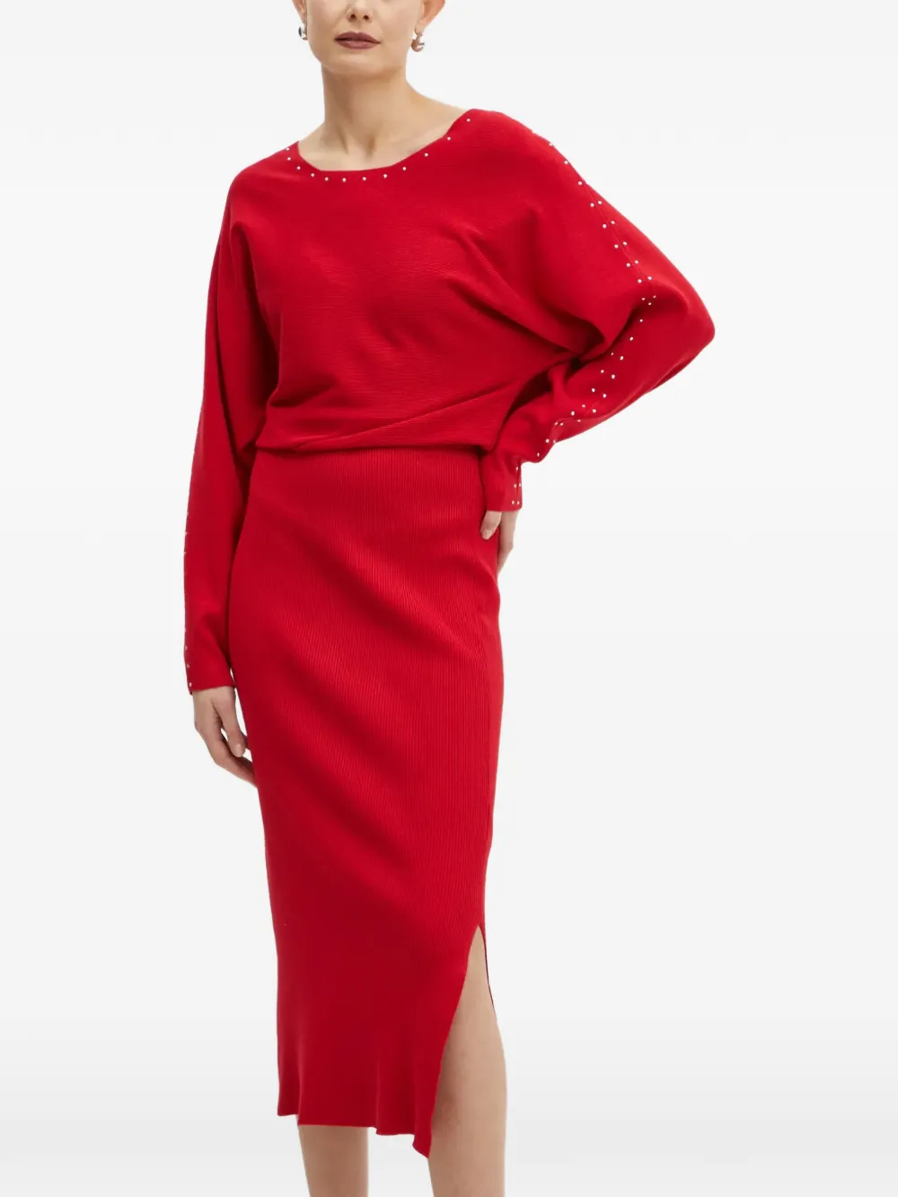  Morgan Studded Slit Maxi Dress - Red 