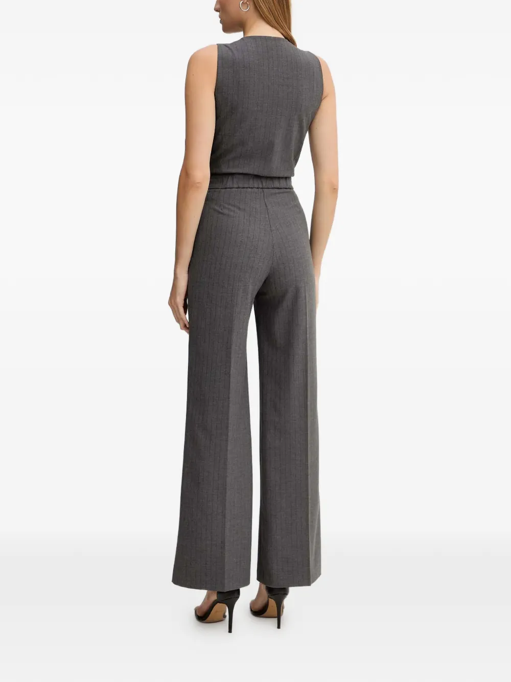 Morgan Jumpsuit met krijtstreep en knopen Grijs