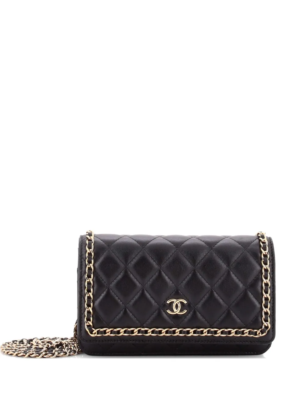 CHANEL Pre-Owned Chain Around Wallet on Chain Quilted Lambskin clutch bag - Nero