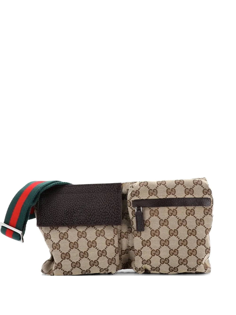 Gucci Pre-Owned Vintage Double GG Canvas with Leather Small belt bag - Marrone