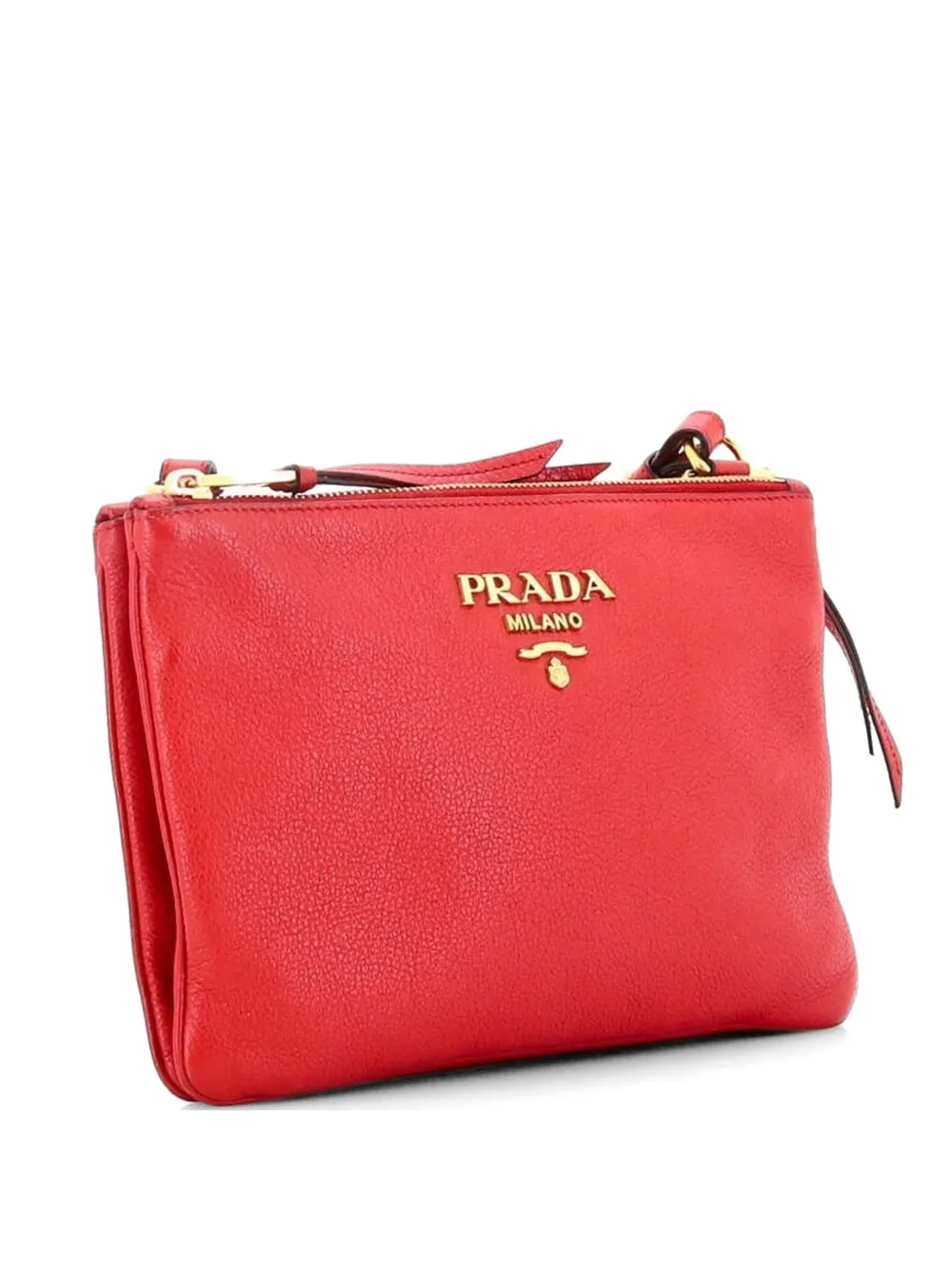 Prada Pre-Owned Double Zip Vitello Daino Small crossbody bag - Rosso