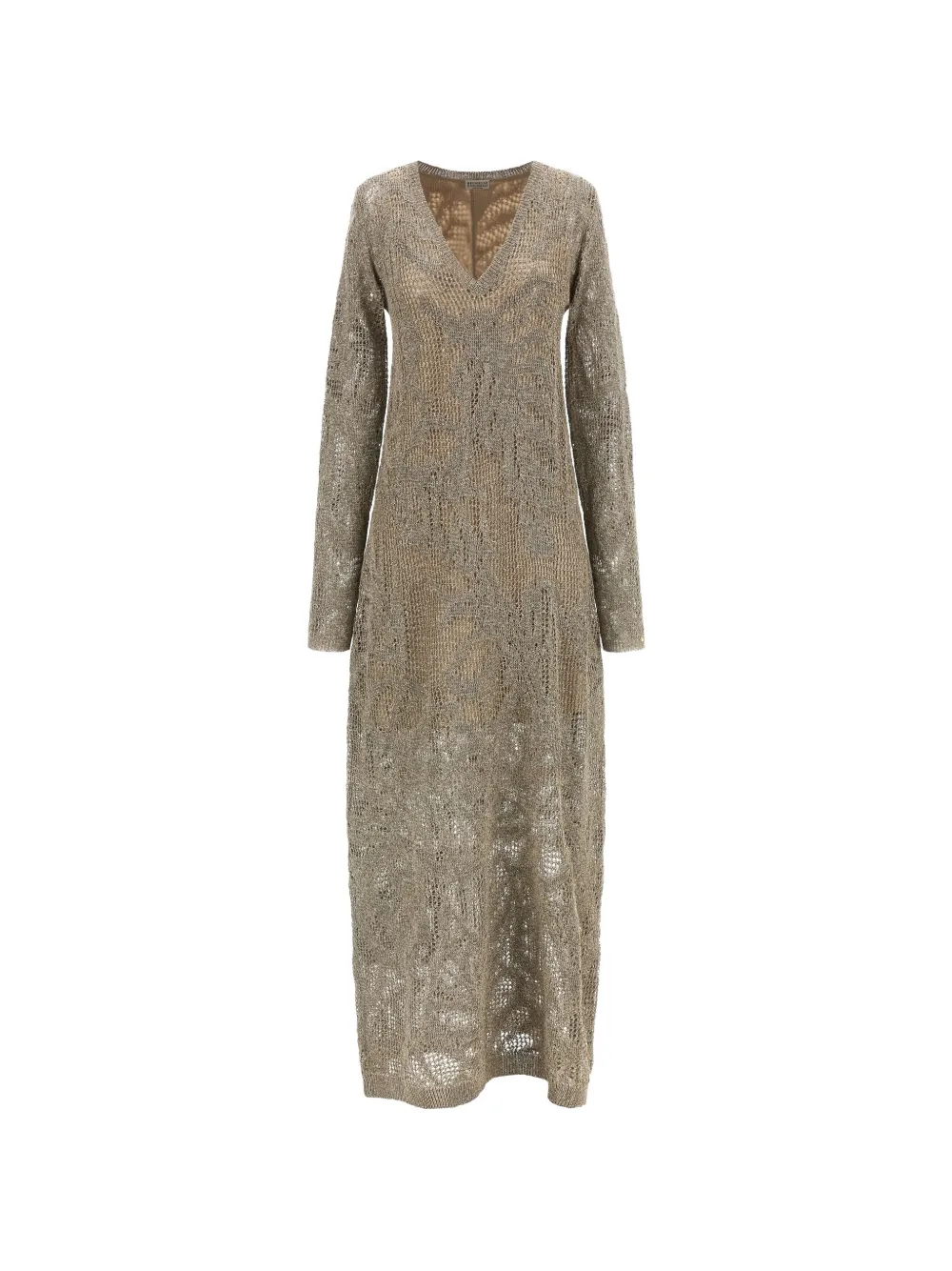 Brunello Cucinelli sequin-embellishment knitted dress - Neutrals
