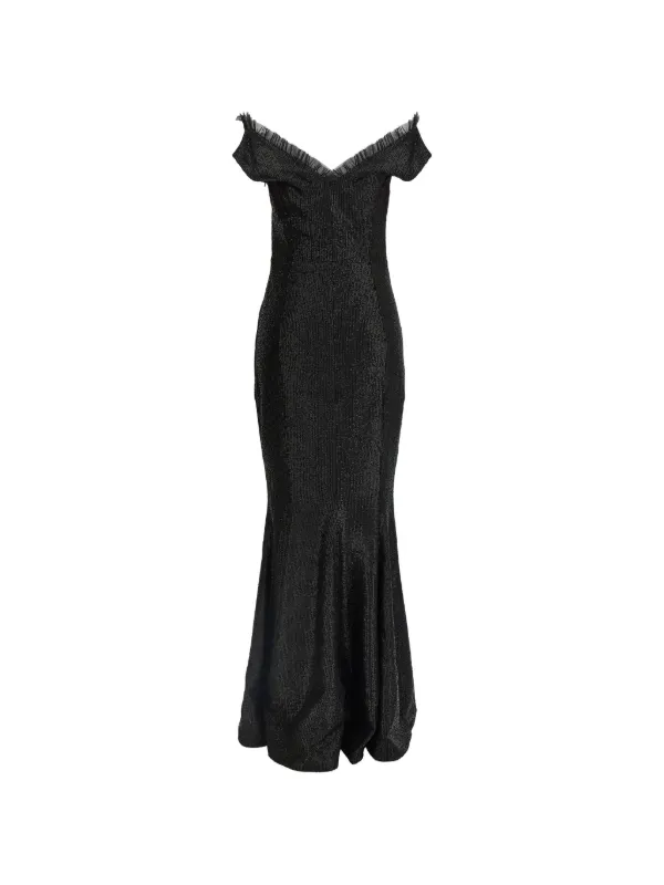 norma kamali off shoulder fishtail dress Off-shoulder gown over tone Norma Kamali Off Shoulder Ribbon