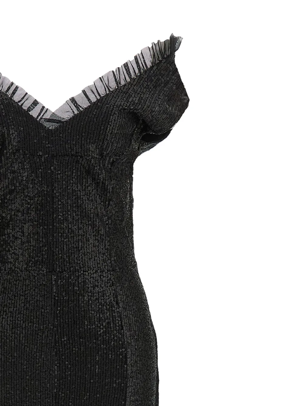 Norma Kamali Off-shoulder jurk met pailletten Zwart