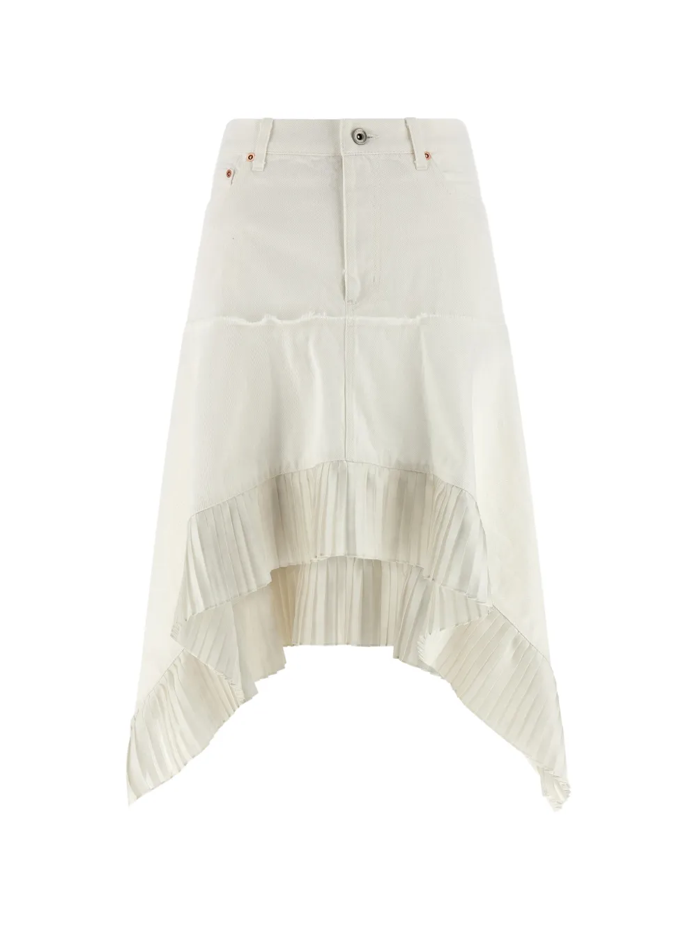 sacai a-line pleated denim skirt - Bianco