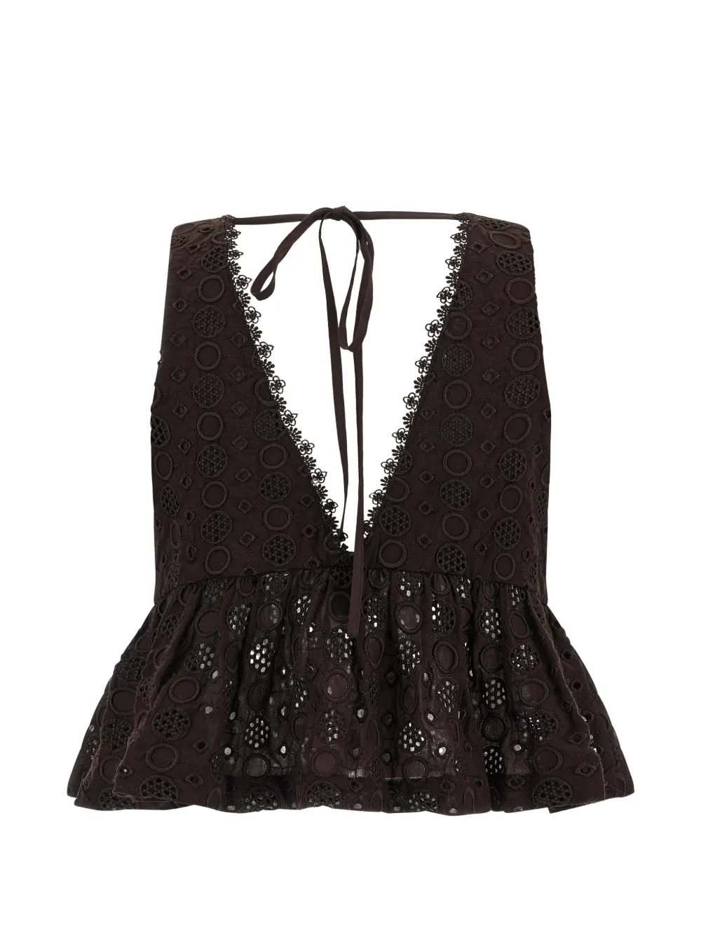 PINKO Kiersten broderie-anglaise top - Marrone