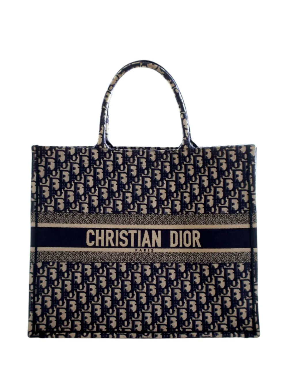Christian Dior Pre-Owned 2019 Large Oblique Embroidered Canvas Book tote bag - Blu