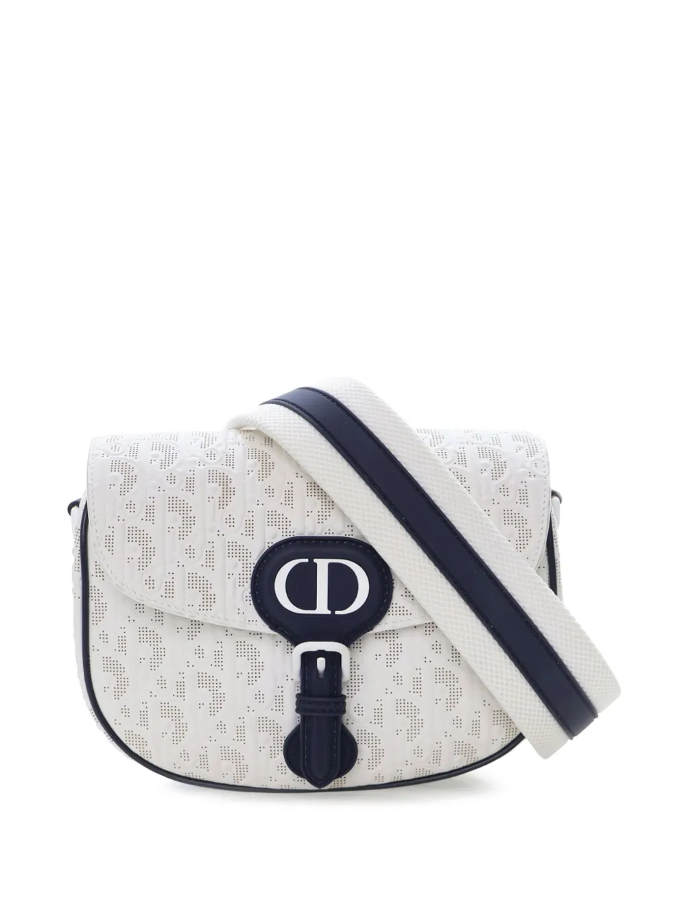 Christian Dior Pre-Owned 2021 Medium Perforated Calfskin Oblique Bobby Flap crossbody bag - Bianco