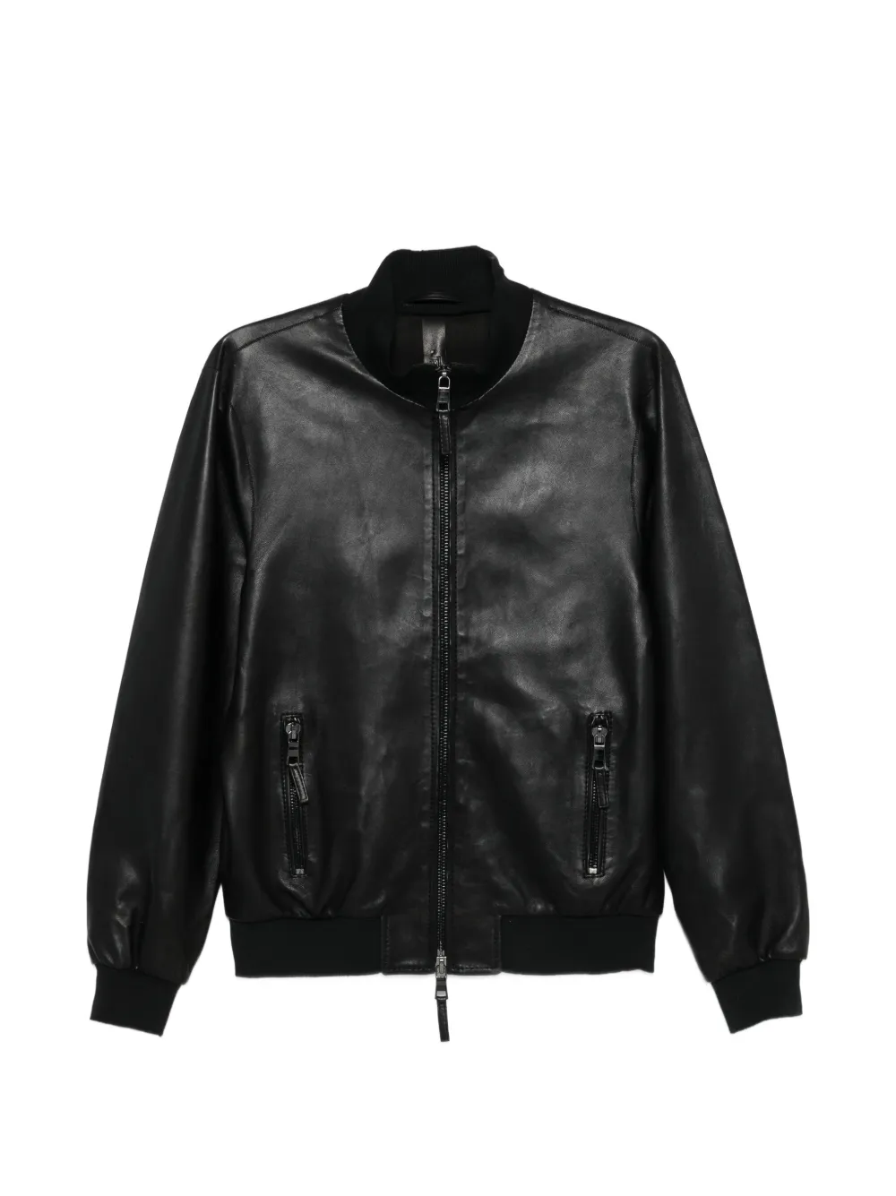 THE JACK LEATHERS zip-up bomber leather jacket - Nero