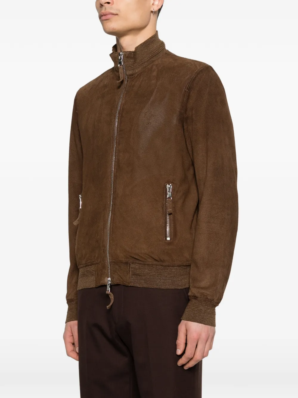  The Jack Leathers Zip-up Suede Jacket - Brown 