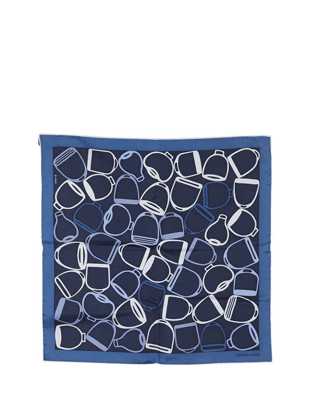 Hermès Pre-Owned 2021-2025 A Vos Etriers Pocket Square Silk Scarf 45 scarves - Blu