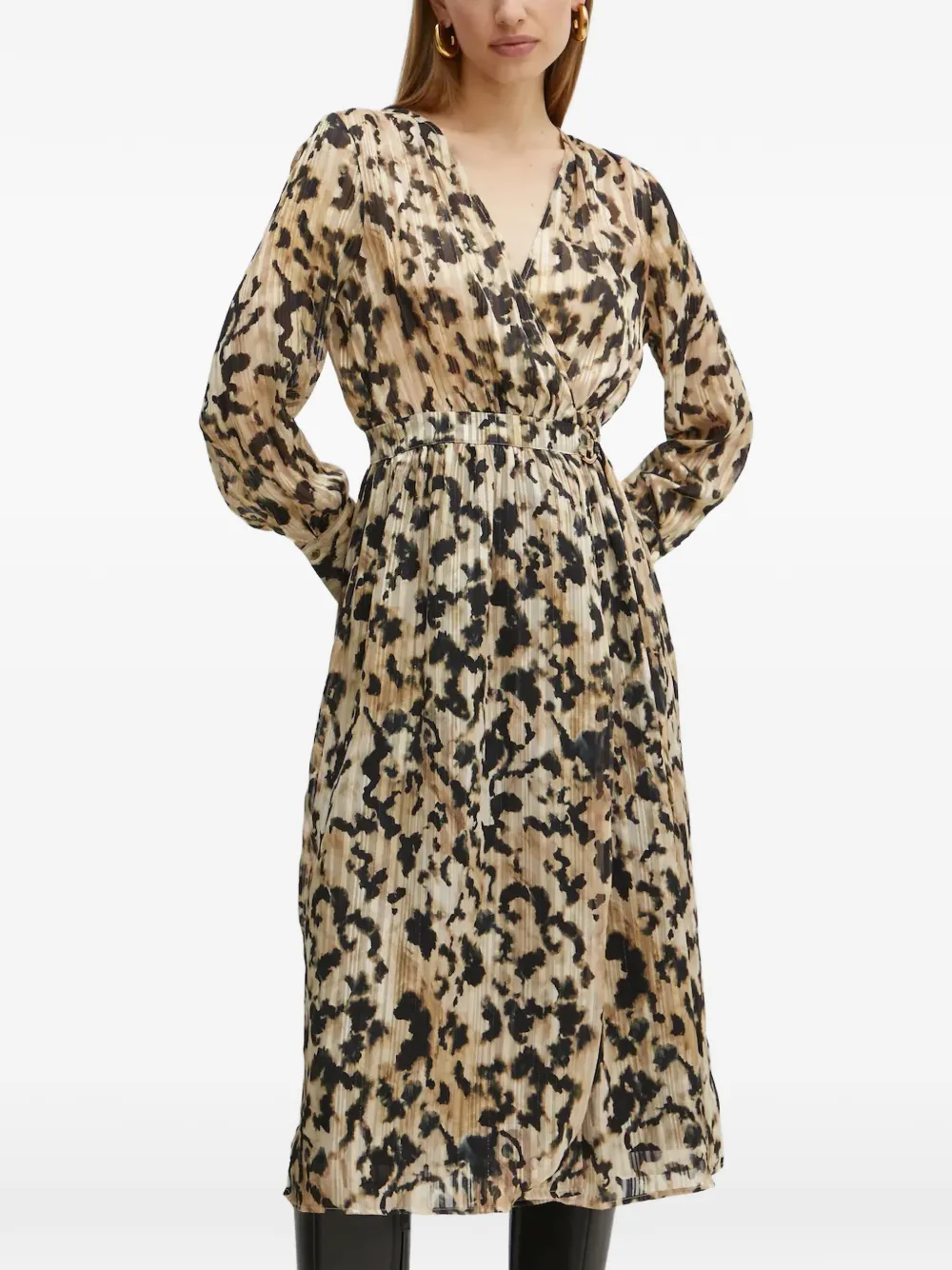 Morgan pleated V-neck midi dress - Toni neutri