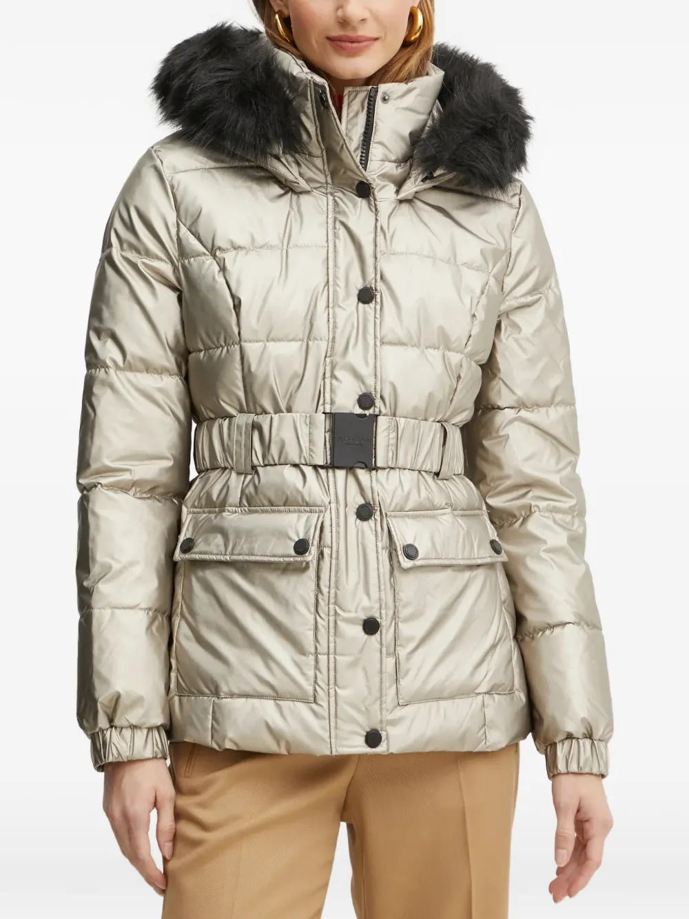 Morgan hooded belted jacket - Neutrals