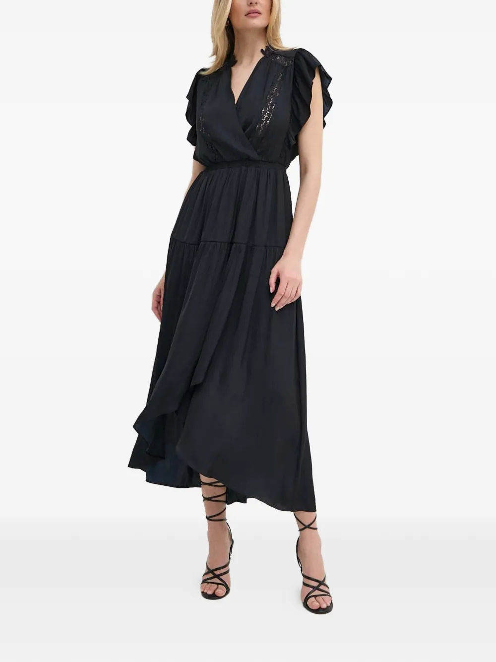 Morgan ruffled lace midi dress - Blu