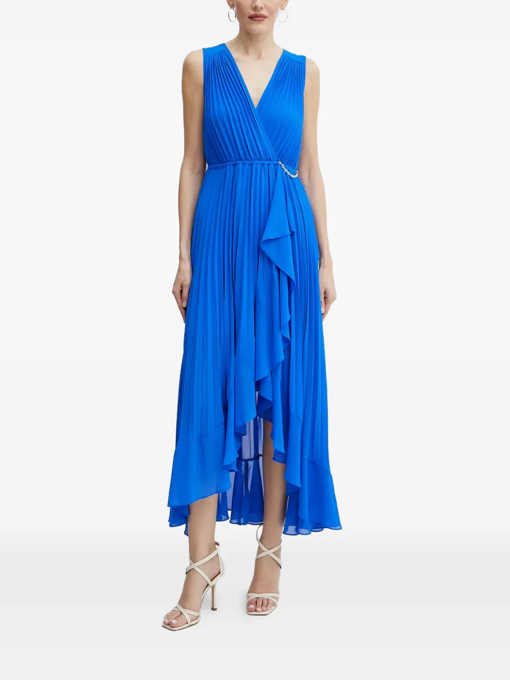 Morgan pleated chain midi dress - Blu