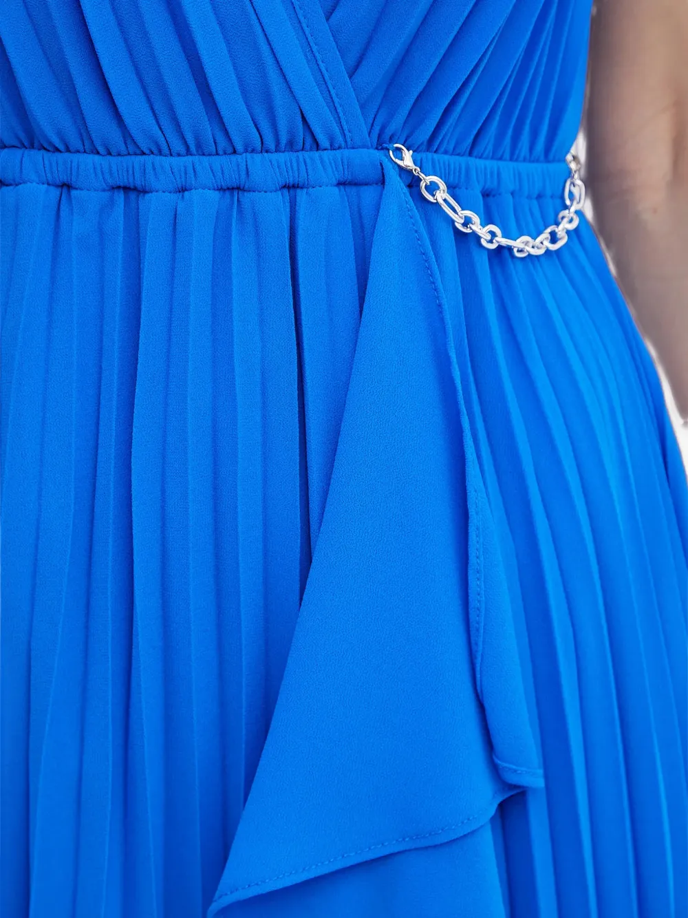 Morgan Geplooide midi-jurk met ketting Blauw
