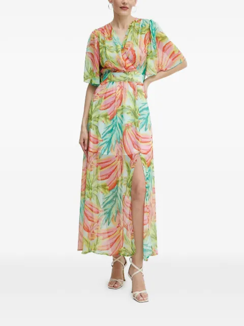 Morgan slit floral print maxi dress
