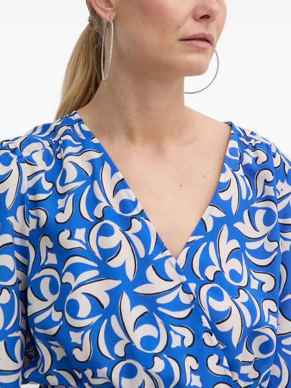 Morgan Mini-jurk met V-hals en patroon Blauw