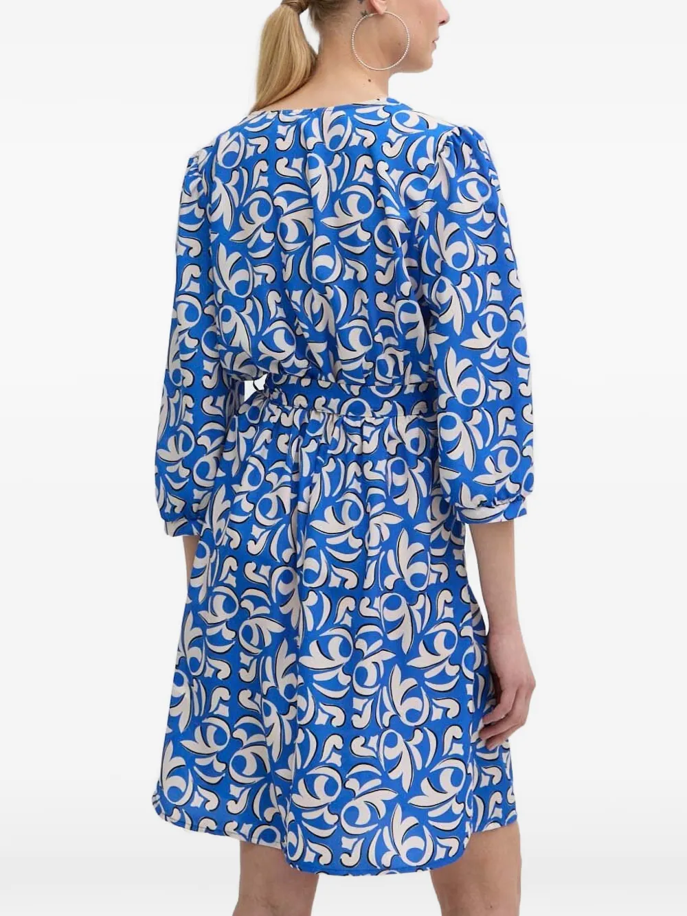  Morgan V-neck Patterned Mini Dress - Blue 