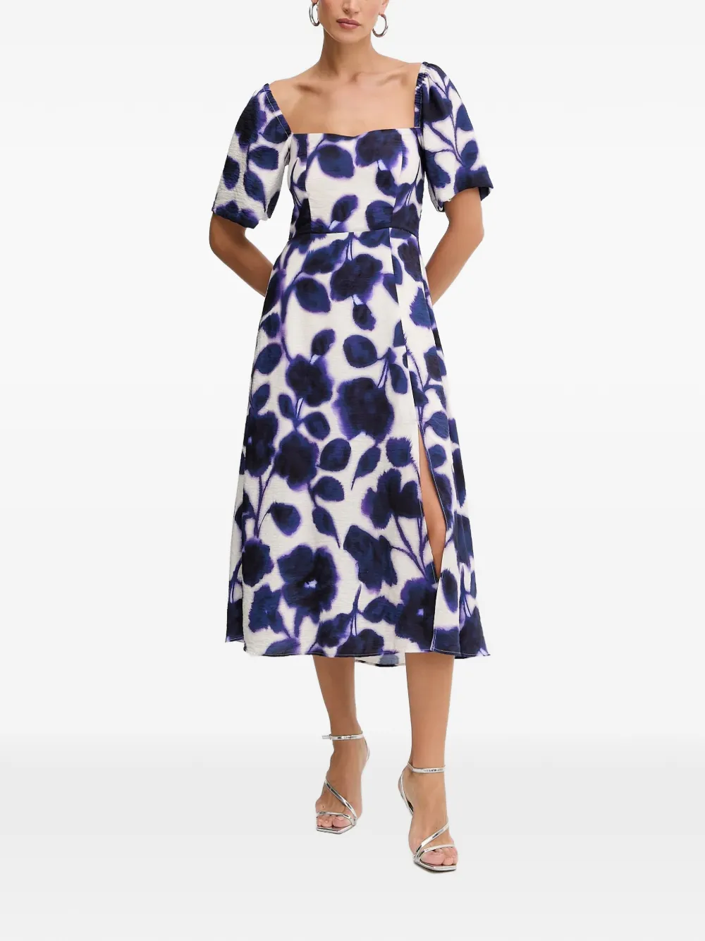 Floral Square-Neck Midi Dress