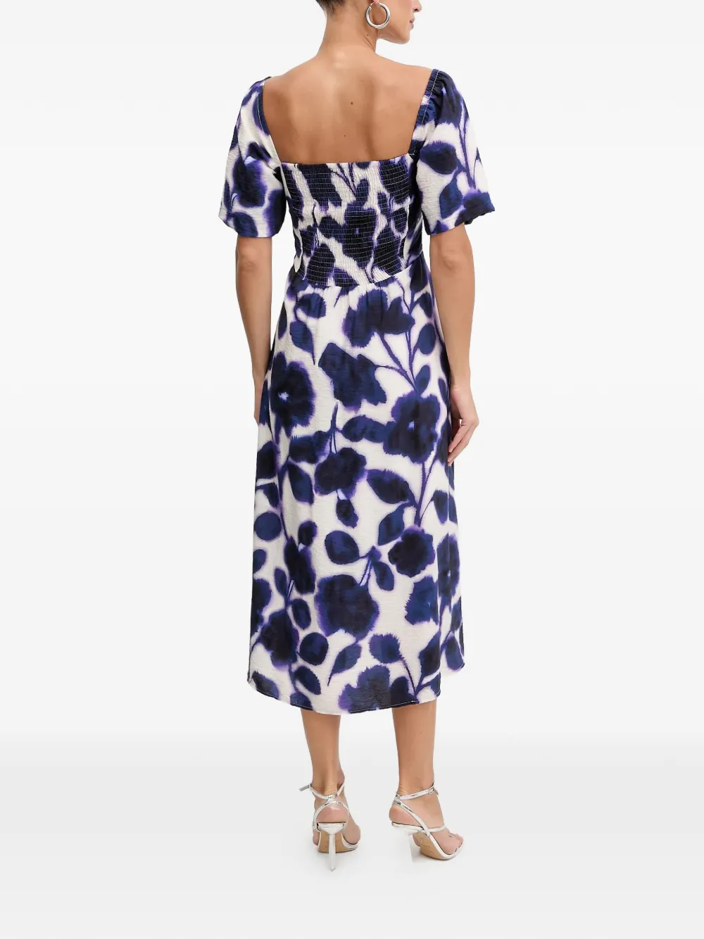 Floral Square-Neck Midi Dress