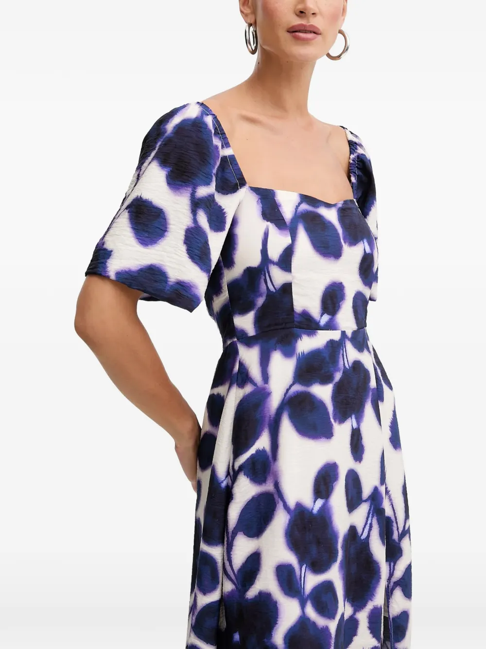 Floral Square-Neck Midi Dress