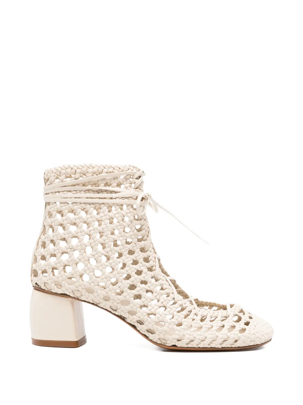 Forte woven tie-fastening boots Beige