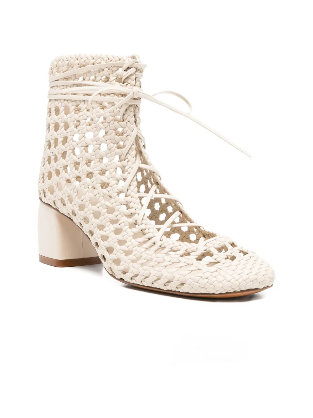 Forte woven tie-fastening boots Beige