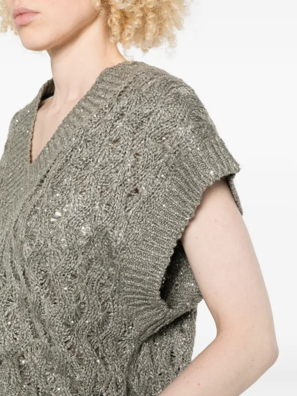 Brunello Cucinelli スパンコール ニットベスト | グレー | FARFETCH JP