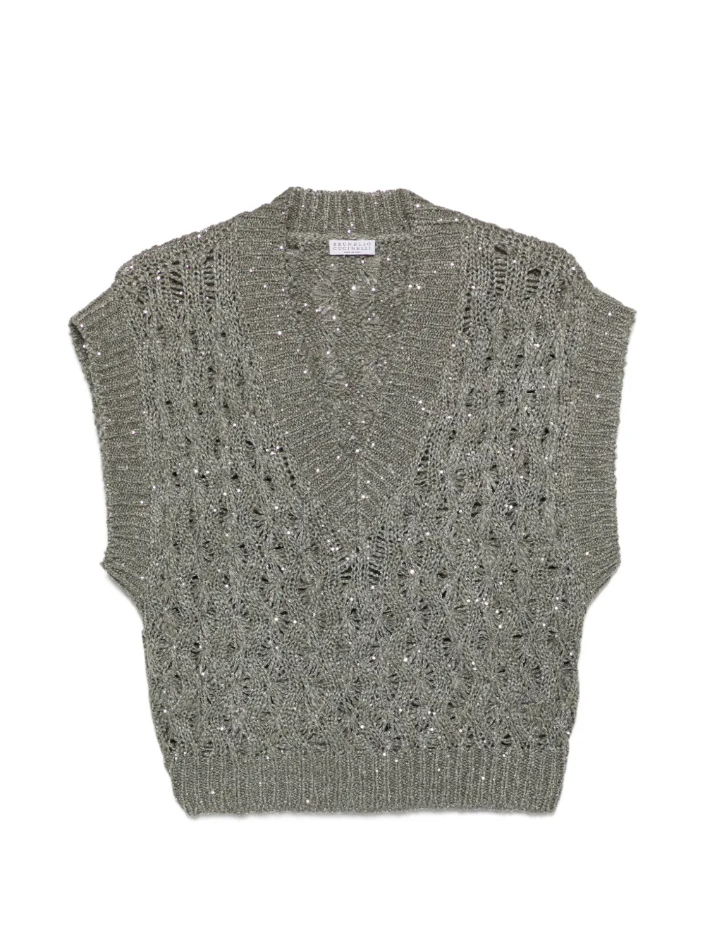 Brunello Cucinelli sequin V-neck knitted vest - Grau