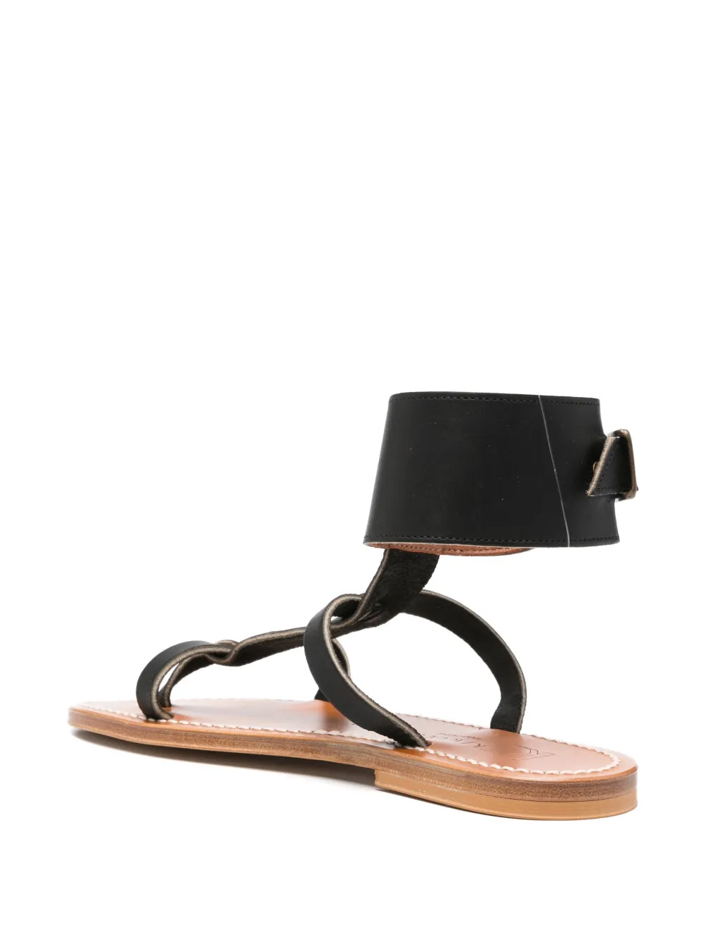 K. Jacques ankle-cuff flat sandals Zwart