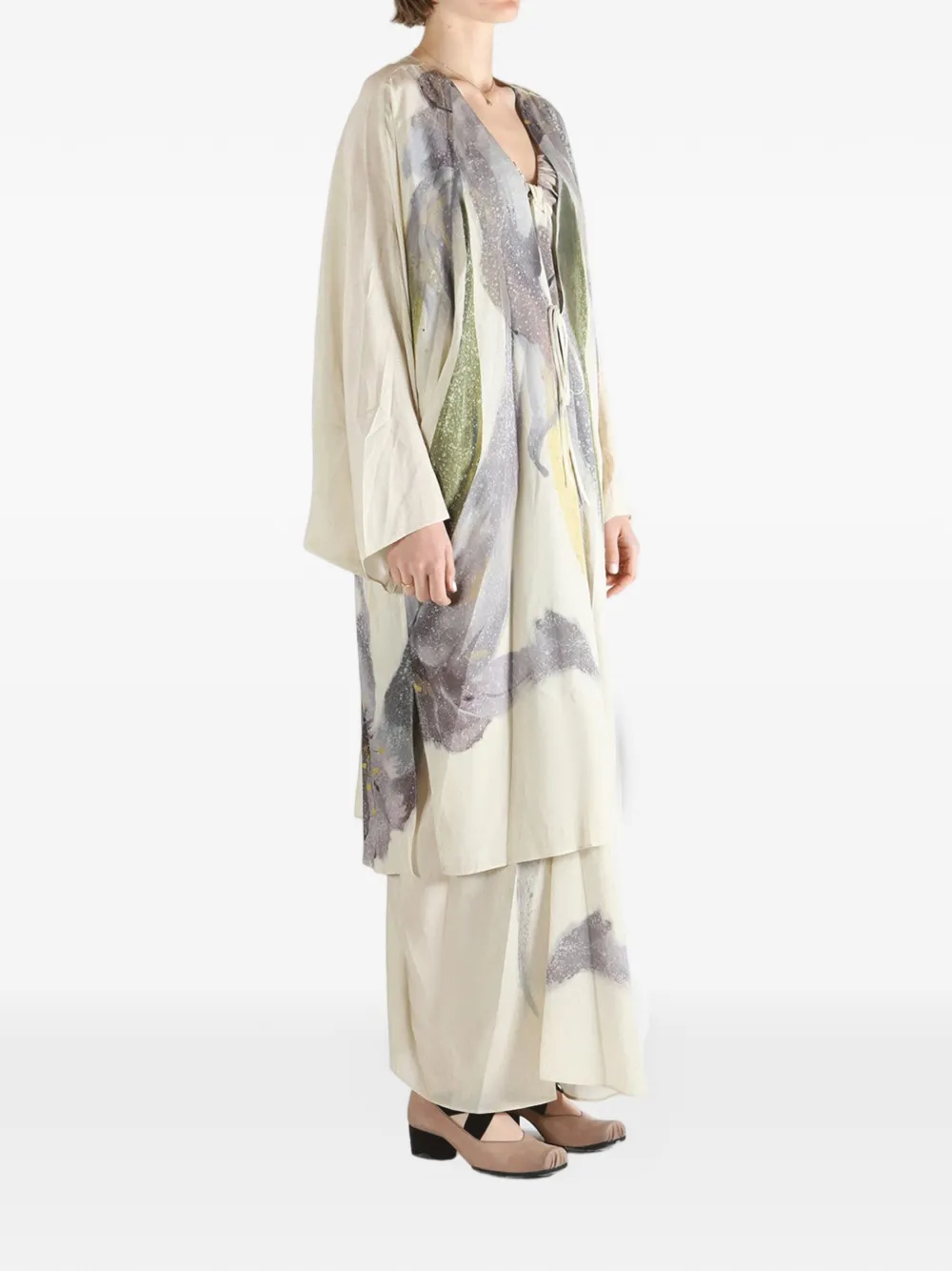  Yangkehan Tie-front Cape - Neutrals 