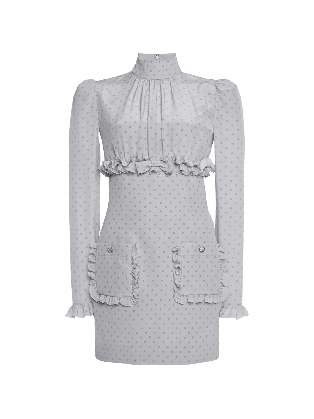Alessandra Rich ruffled-detail mini dress - Grigio