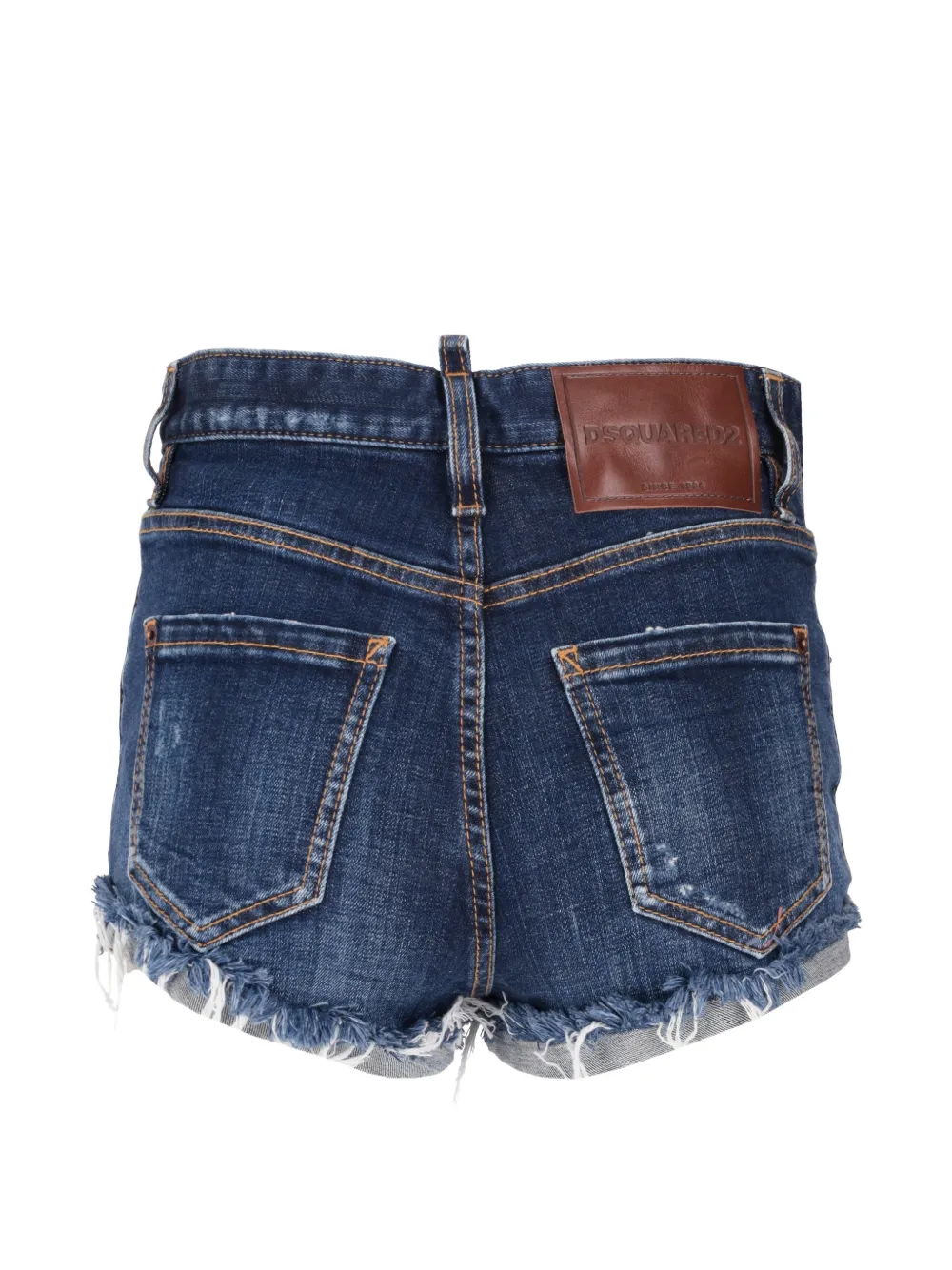 DSQUARED2 Gerafelde shorts met franje afwerking Blauw