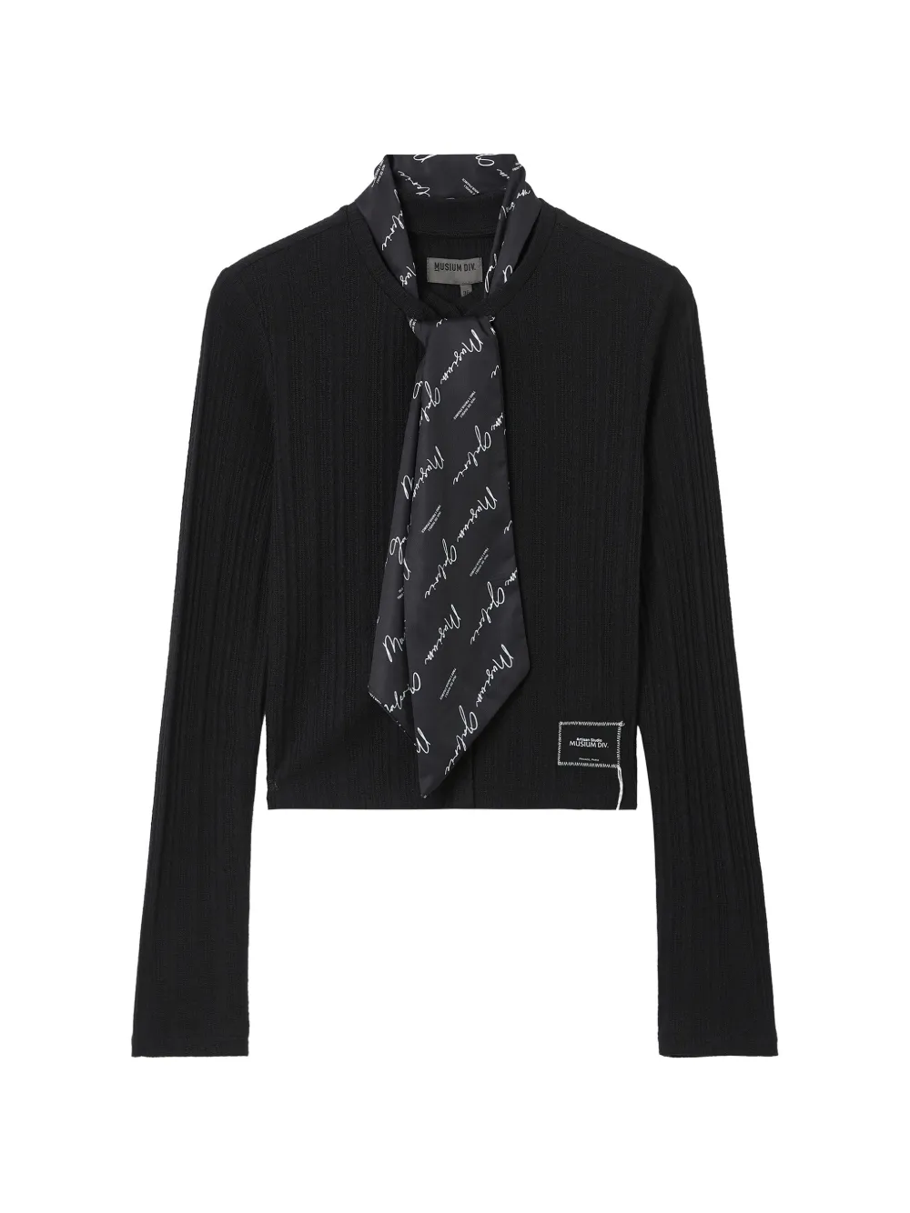 Musium Div. Maglione a coste con dettaglio foulard - Nero