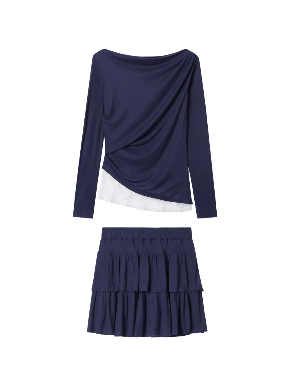 b+ab Minigonna con ruches - Blu