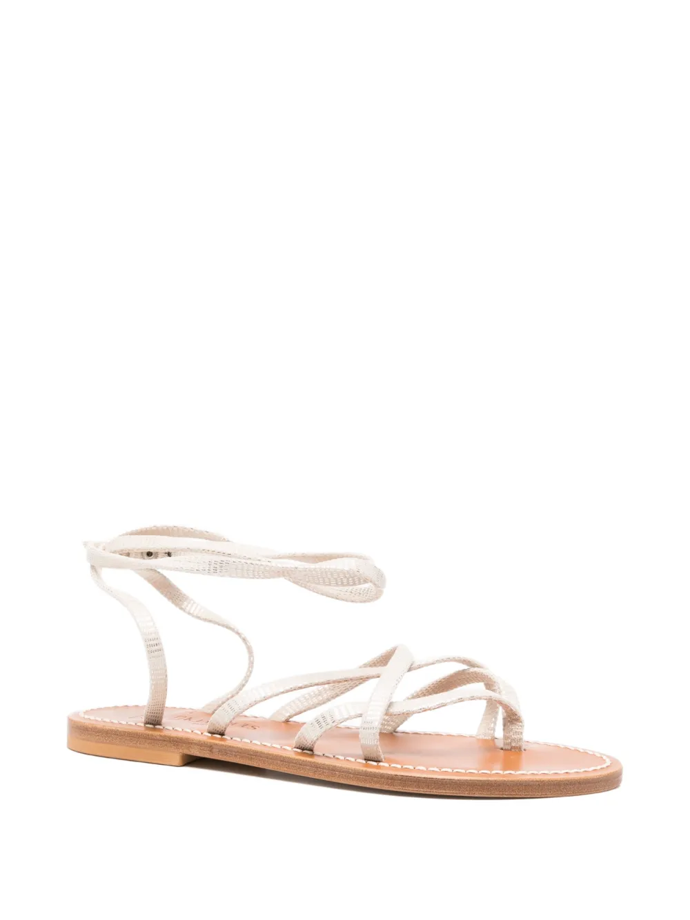  K. Jacques Tie Strappy Flat Sandals - Neutrals 