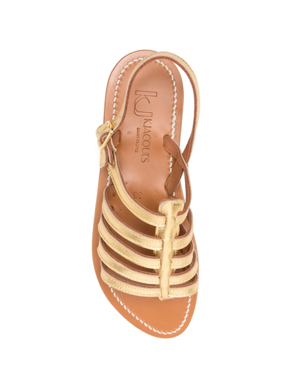 K. Jacques metallic-effect strappy flat sandals Geel