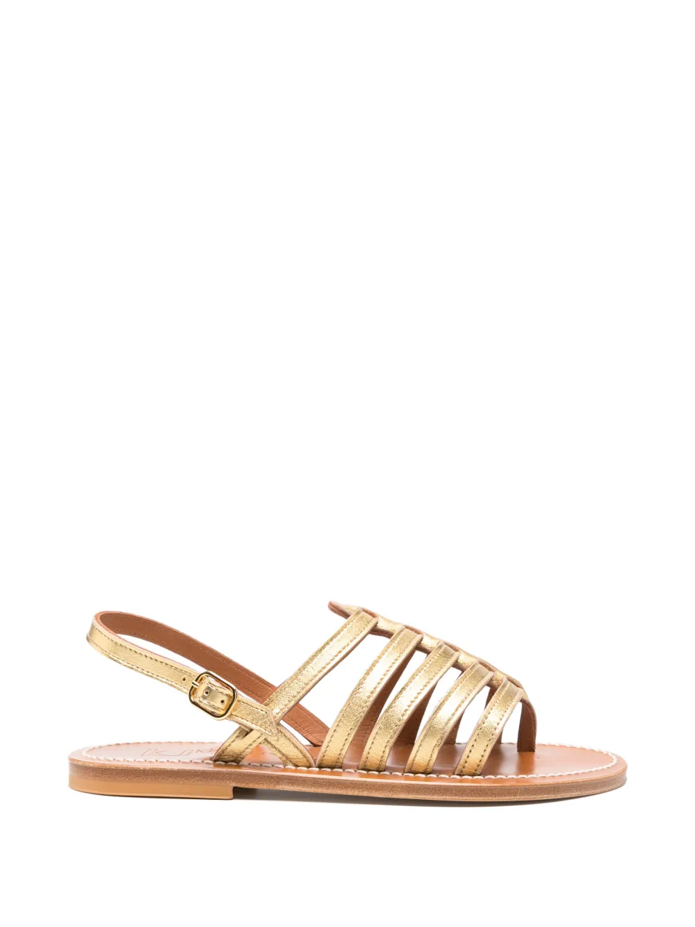 K. Jacques metallic-effect strappy flat sandals Geel