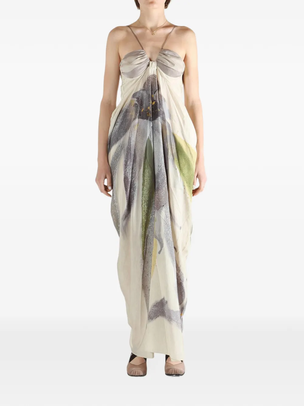 Rear-Zip Sleeveless Maxi Dress