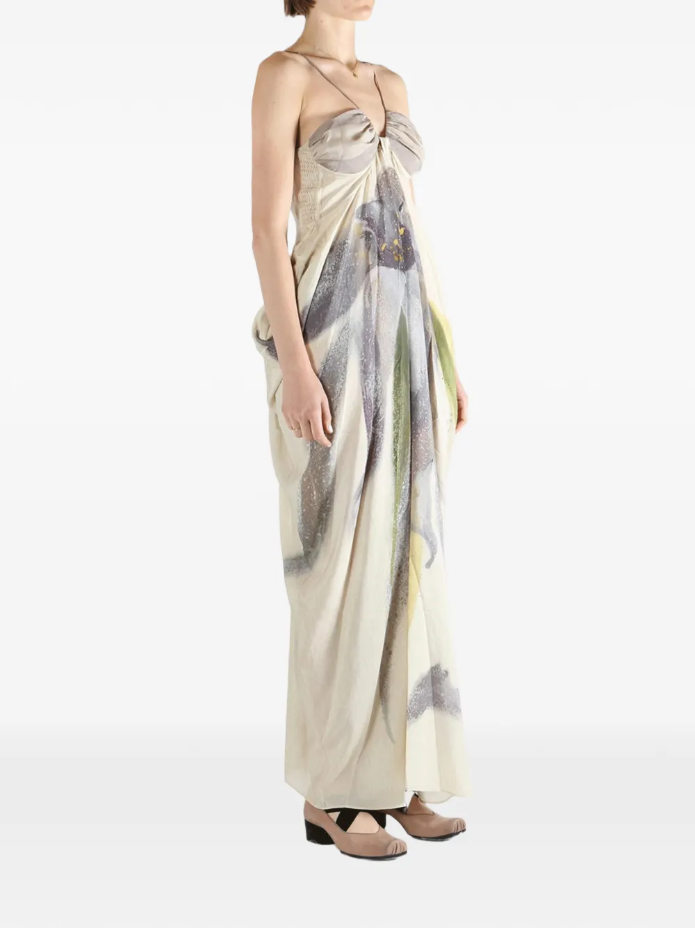 Rear-Zip Sleeveless Maxi Dress